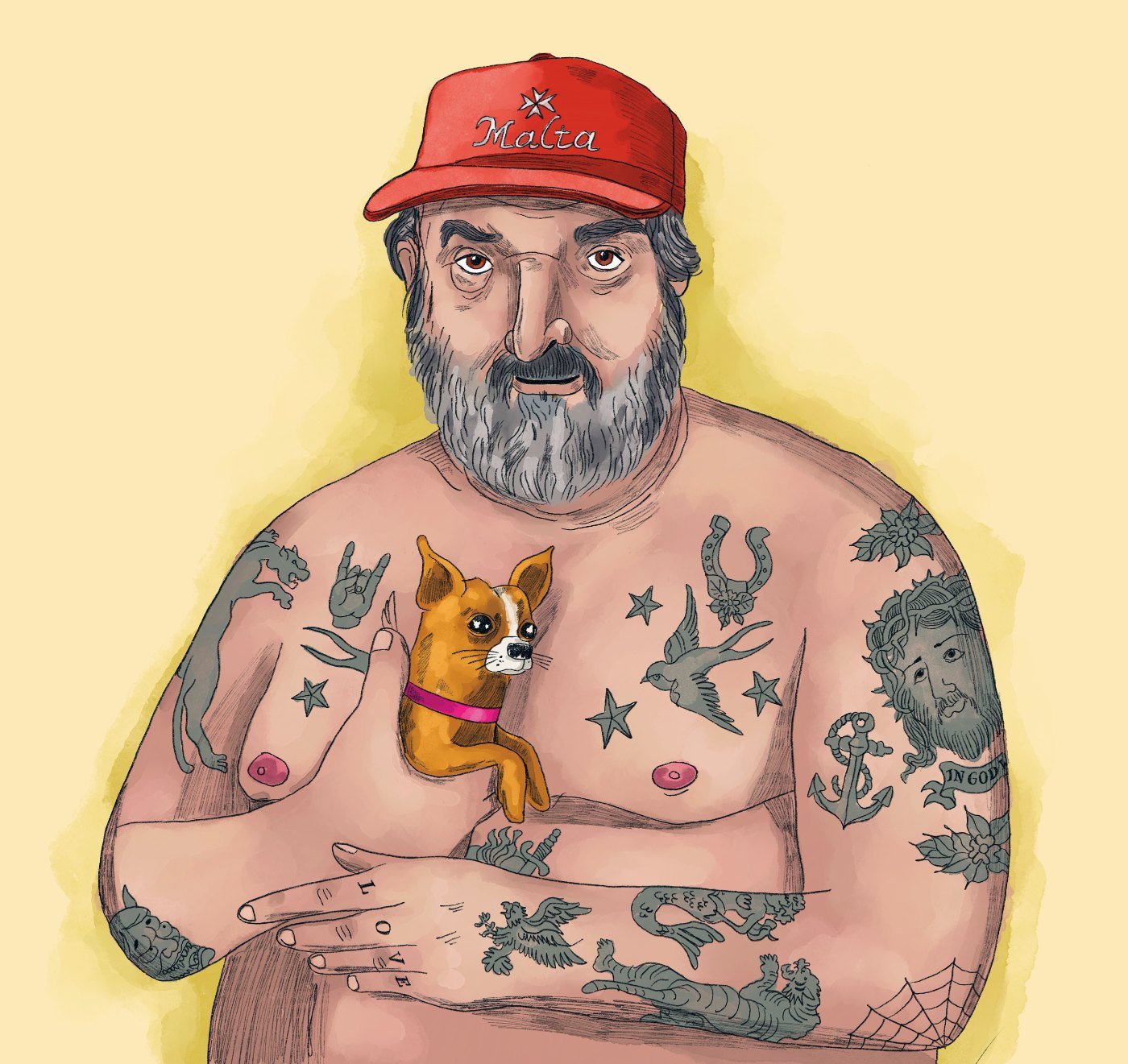 Il-Buli β a tattooed Maltese man holding his little dog